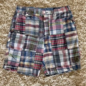 Polo Ralph Lauren Men’s 32 Madras Plaid Flat Front Patchwork Chino Shorts Preppy